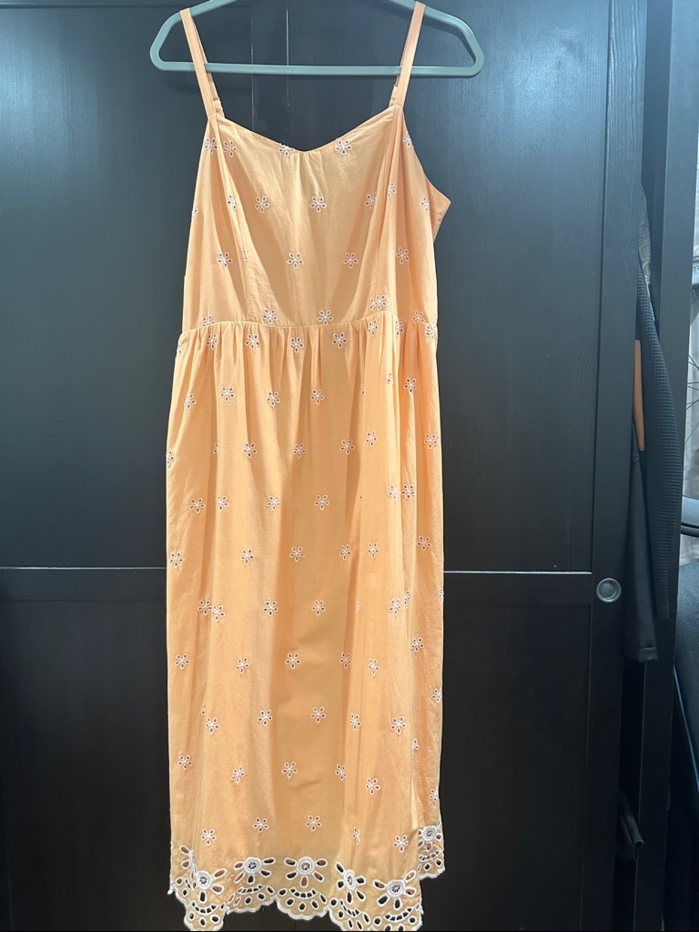Old Navy 100 % Cotton Peach Eyelet Midi Dress